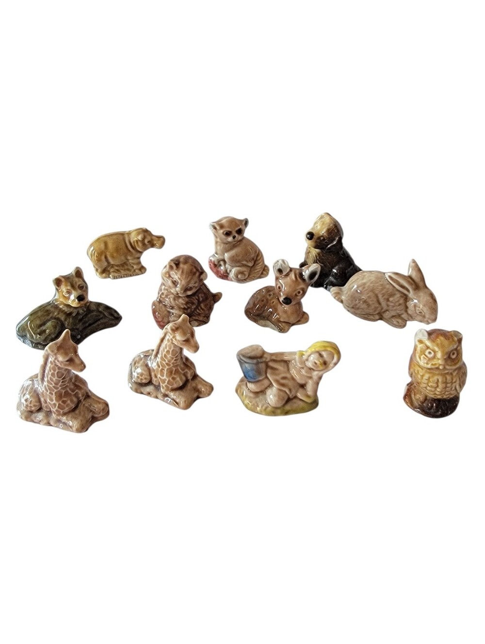 (11) Vtg Wade Whimsies Miniature Figurines Giraffe Owl Red Rose Tea Collectibles